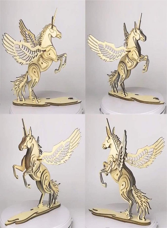 Bitopbi 3D Wooden Puzzles Animal Laser Engraving DIY Safe Assembly Constructor Kit for Adults Unicorn Mechanical 3-D Models for Self-Assembly (D3 Unicorn) - Image 3